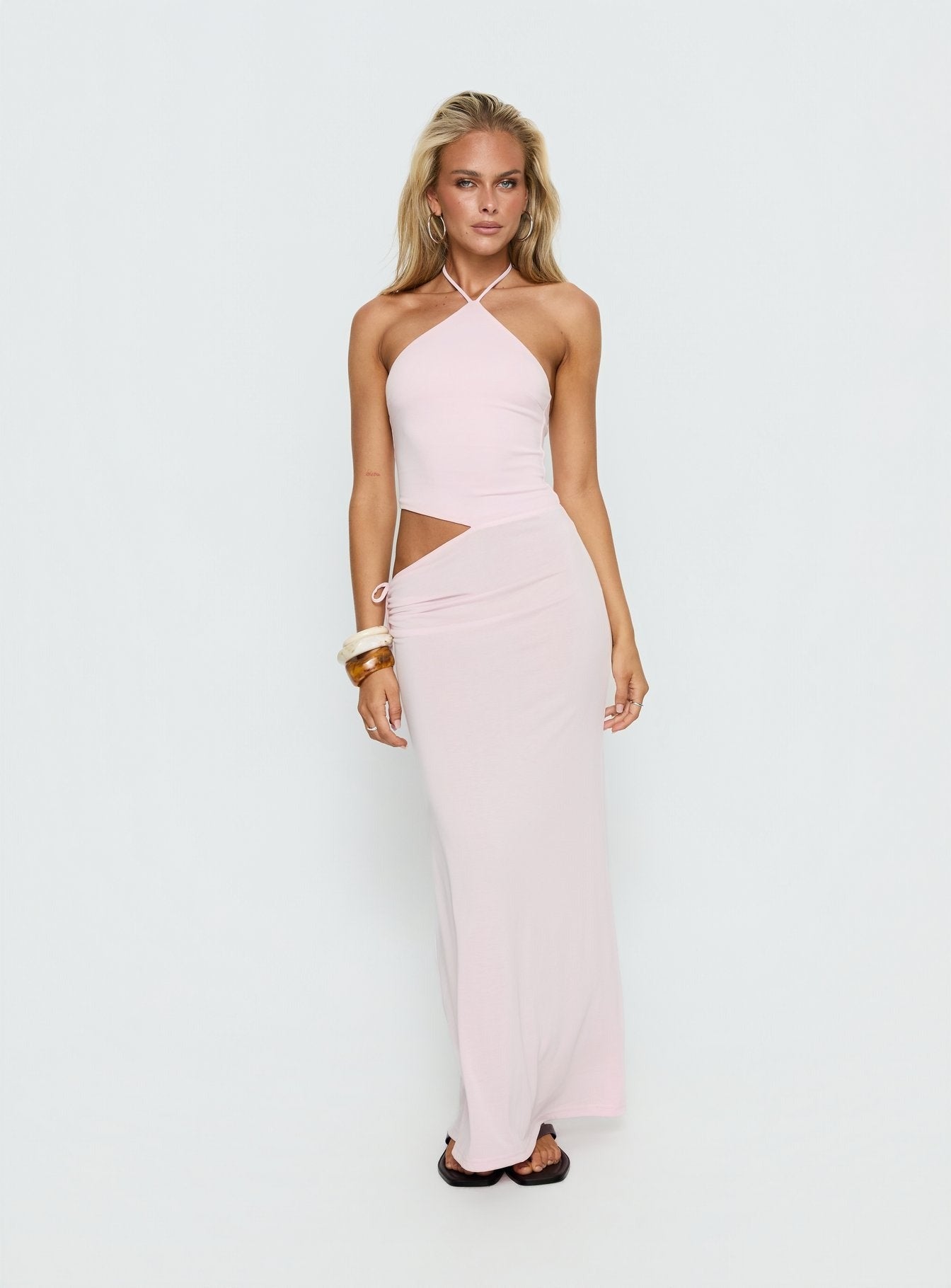 Orazia Halter Cut Out Maxi Dress Pink