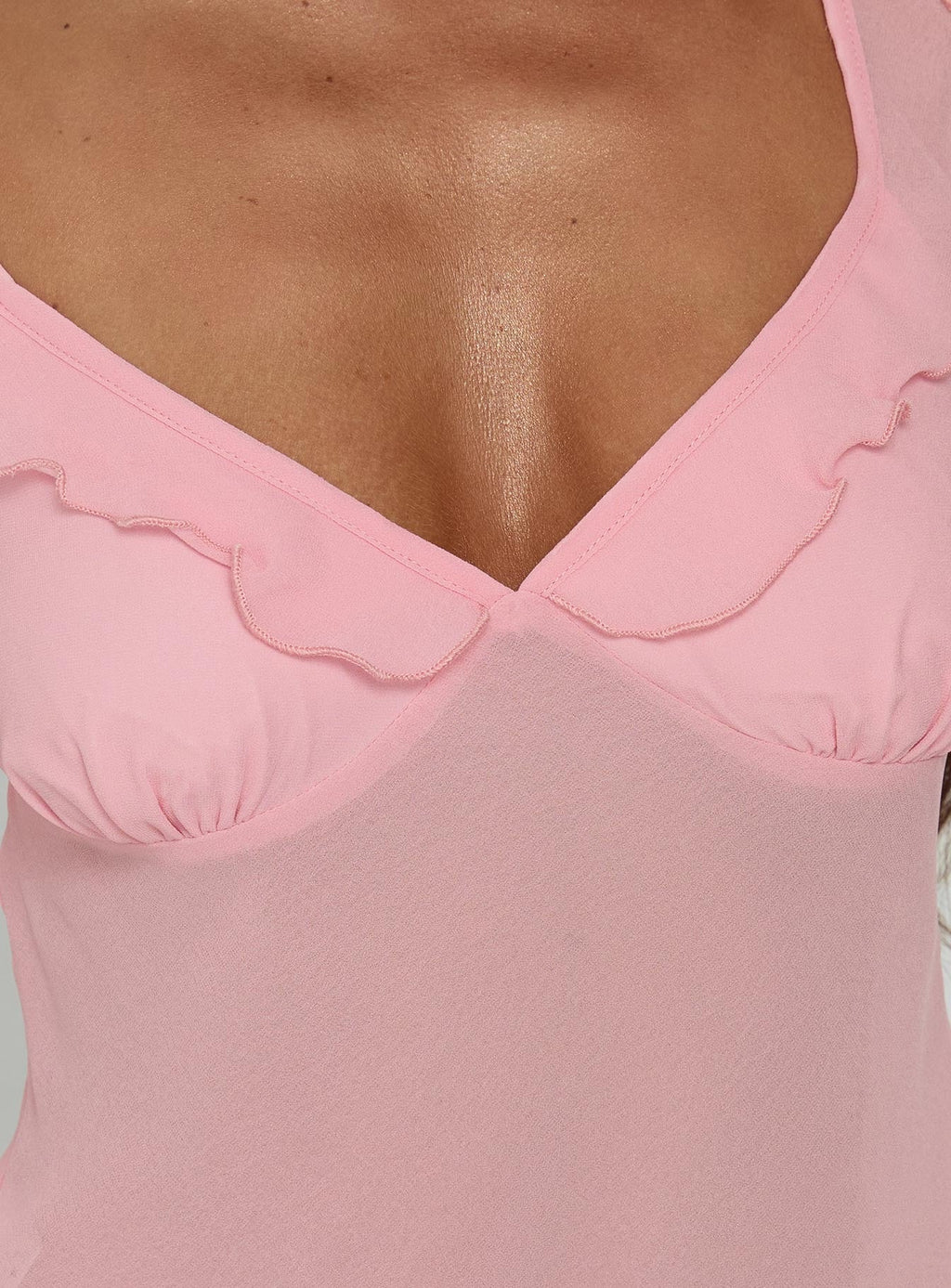 Zayliah Frill Detail Top Pink