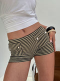 Marcille Micro Pocket Short Black / Beige Stripe