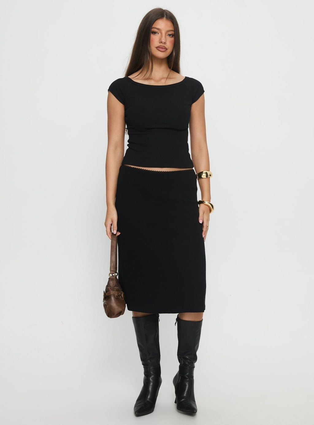 Baseline Boat Neck Top Black
