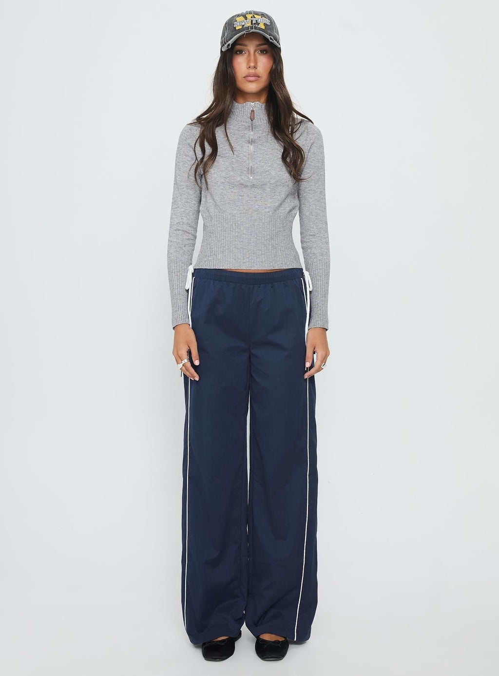 Jaycie Tie Side Track Pant Navy