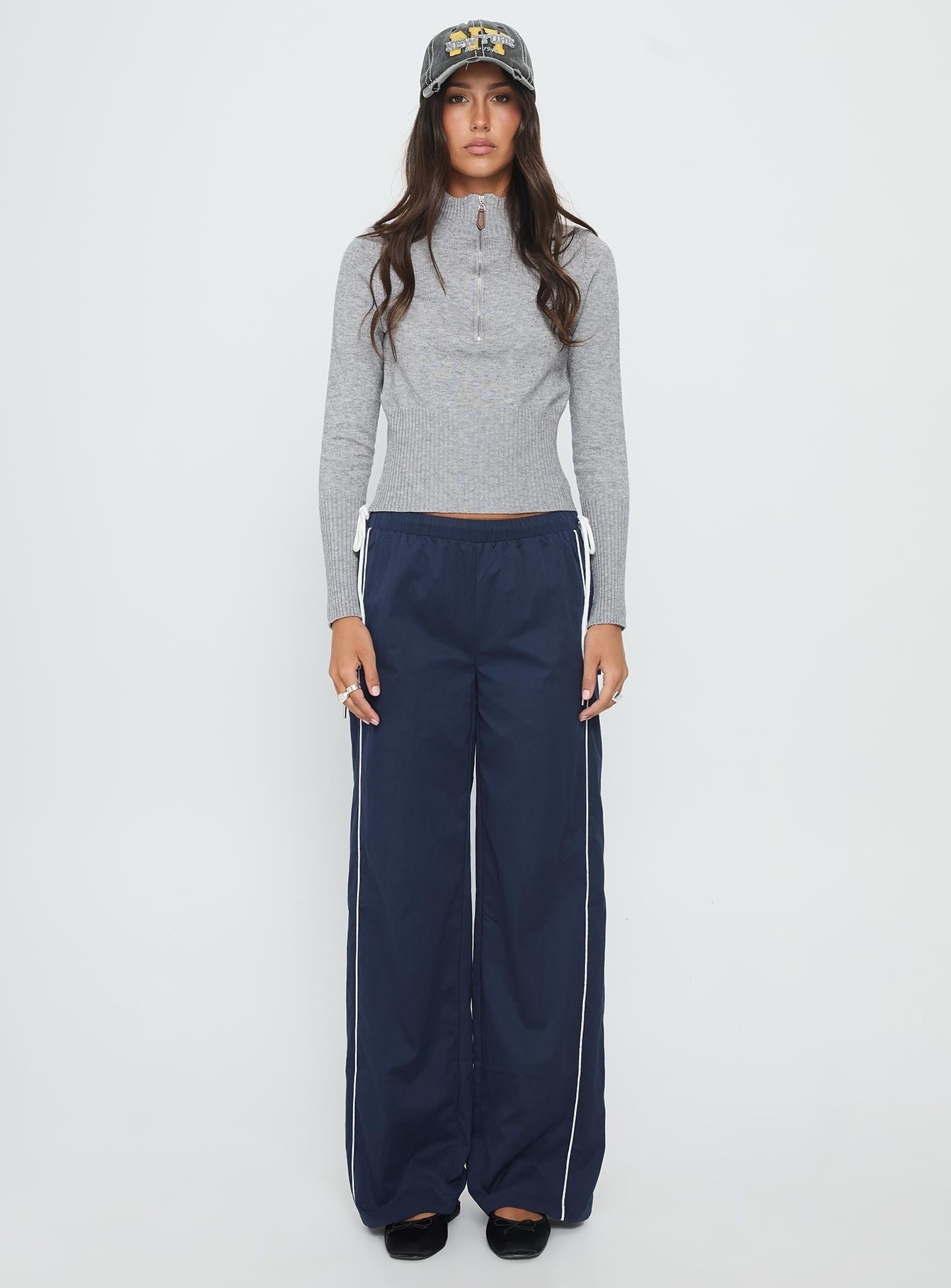 Jaycie Tie Side Track Pant Navy