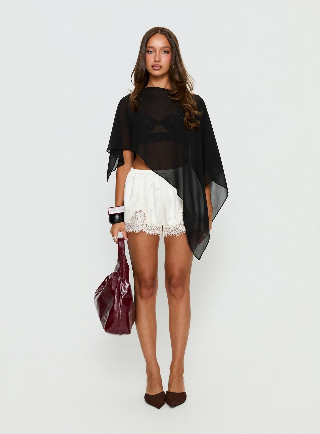 Mairelle Sheer Poncho Black