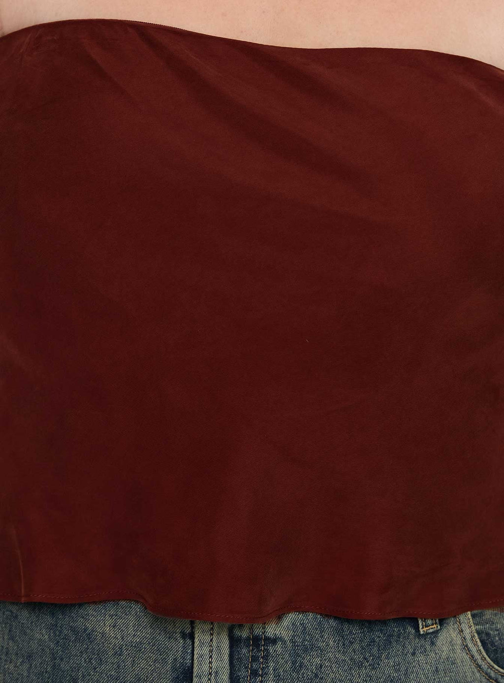 Lucelia Strapless Top Brown Curve
