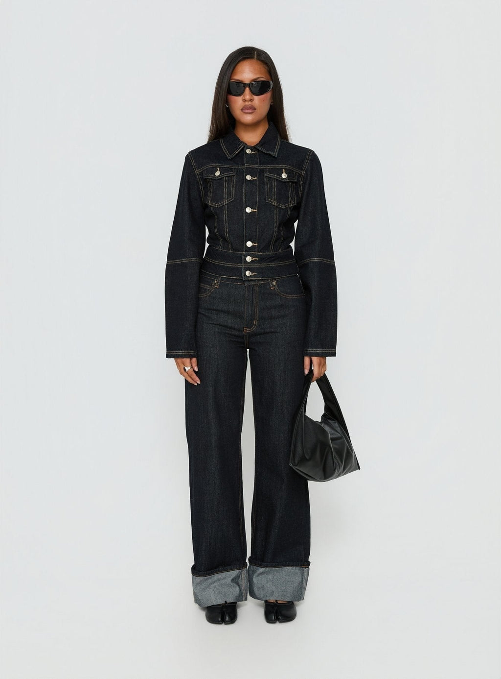 Remara Cinched Denim Jacket Dark Blue Wash
