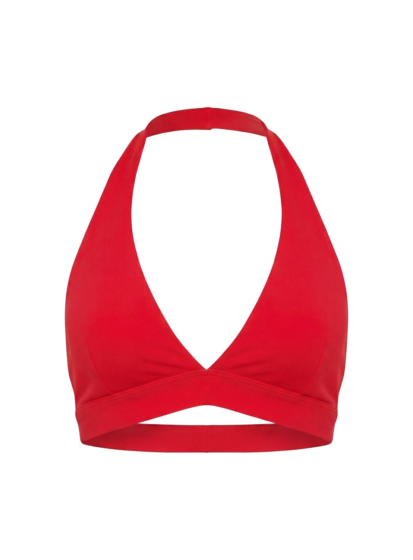 In Motion Active Plunge Halter Crop Top Red