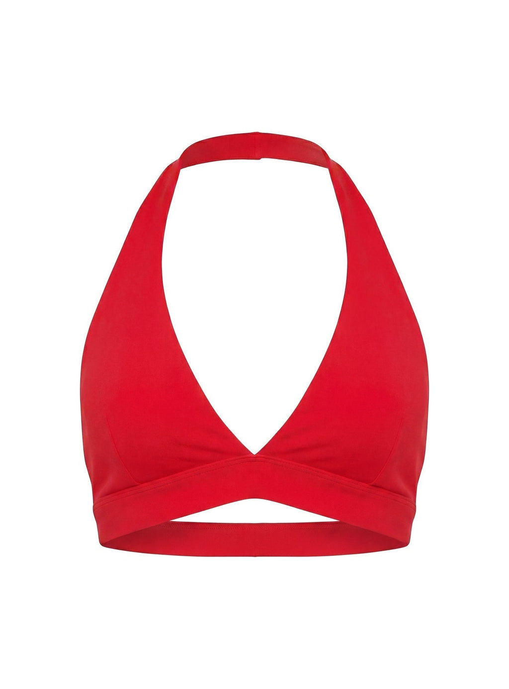 In Motion Active Plunge Halter Crop Top Red