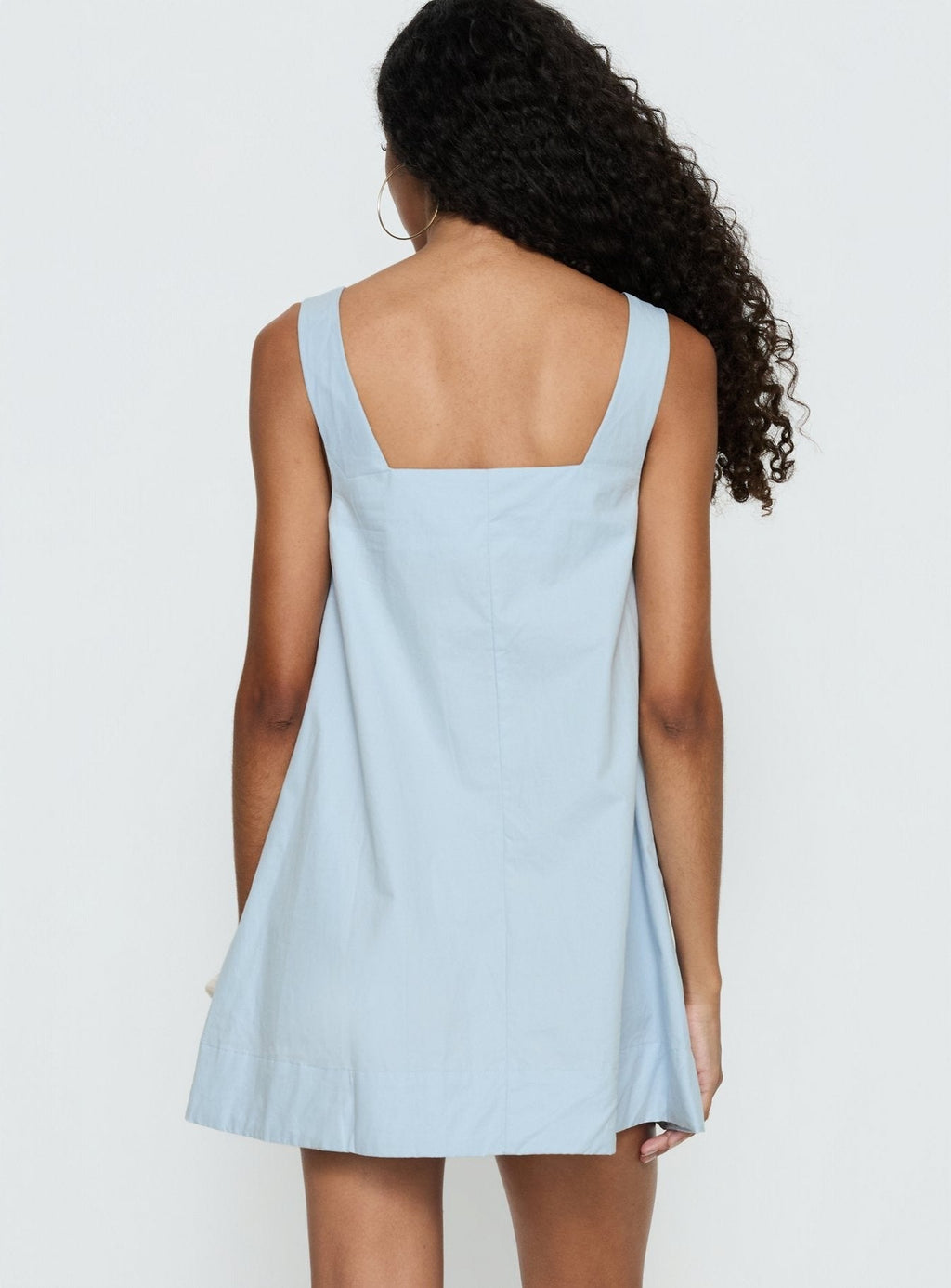 Barbel Square Neck Tie Detail Mini Dress Blue