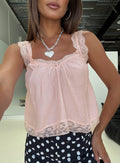 Deakin Lace Frill Top Pink