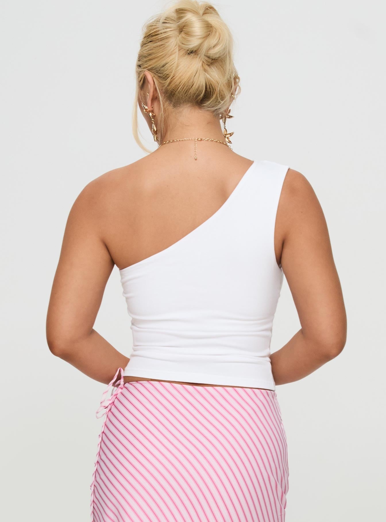 Huxlee One Shoulder Top White Floral