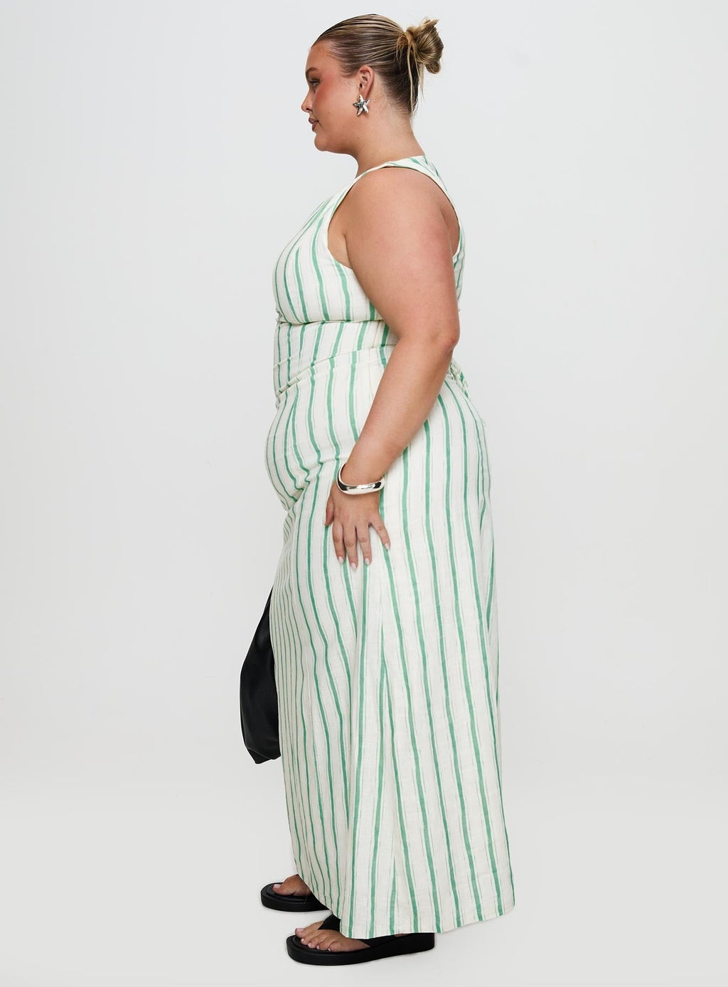 Lewisa Maxi Dress Green Stripe Curve