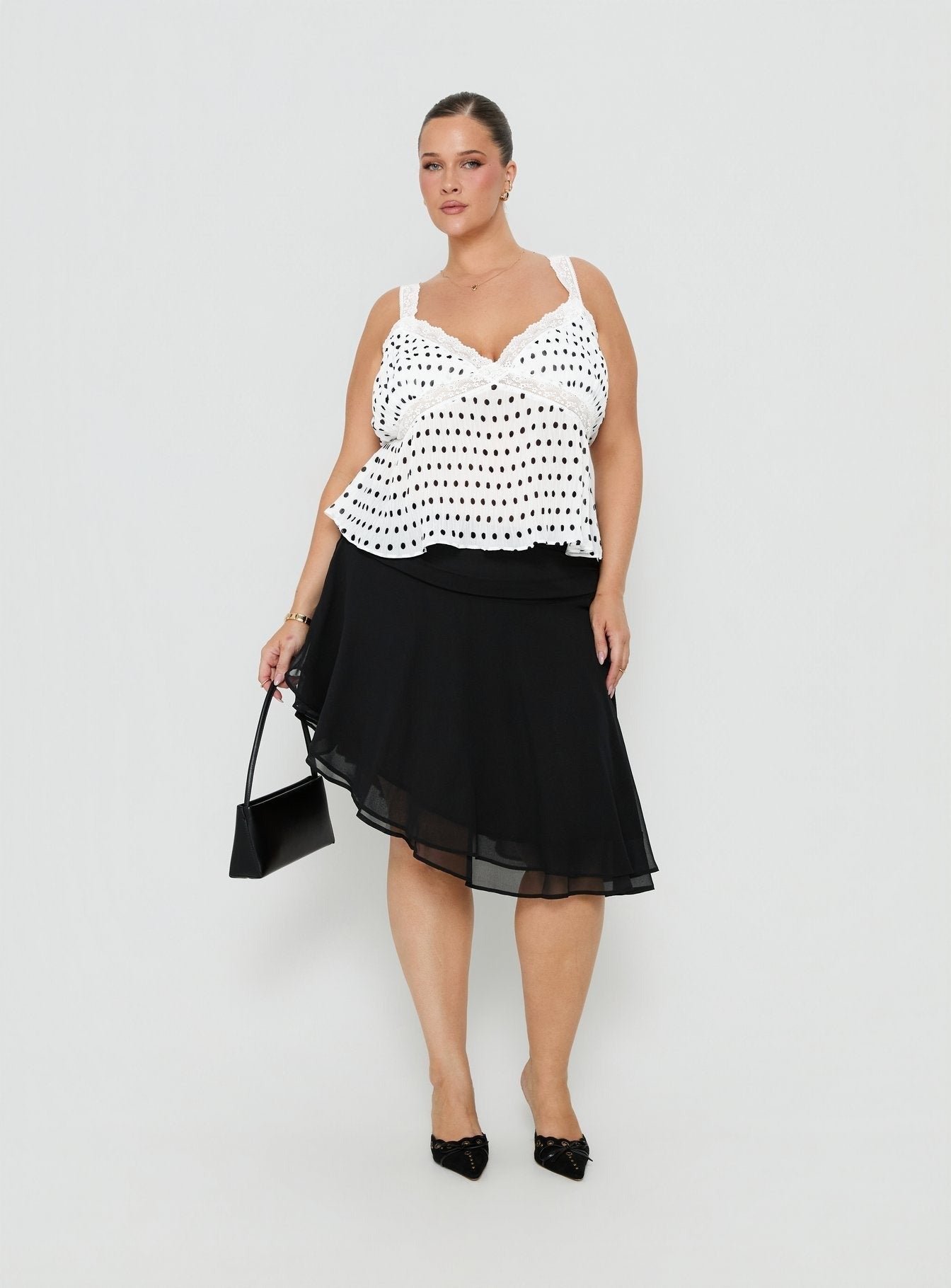 Evanescence Asymmetrical Midi Skirt Black Curve