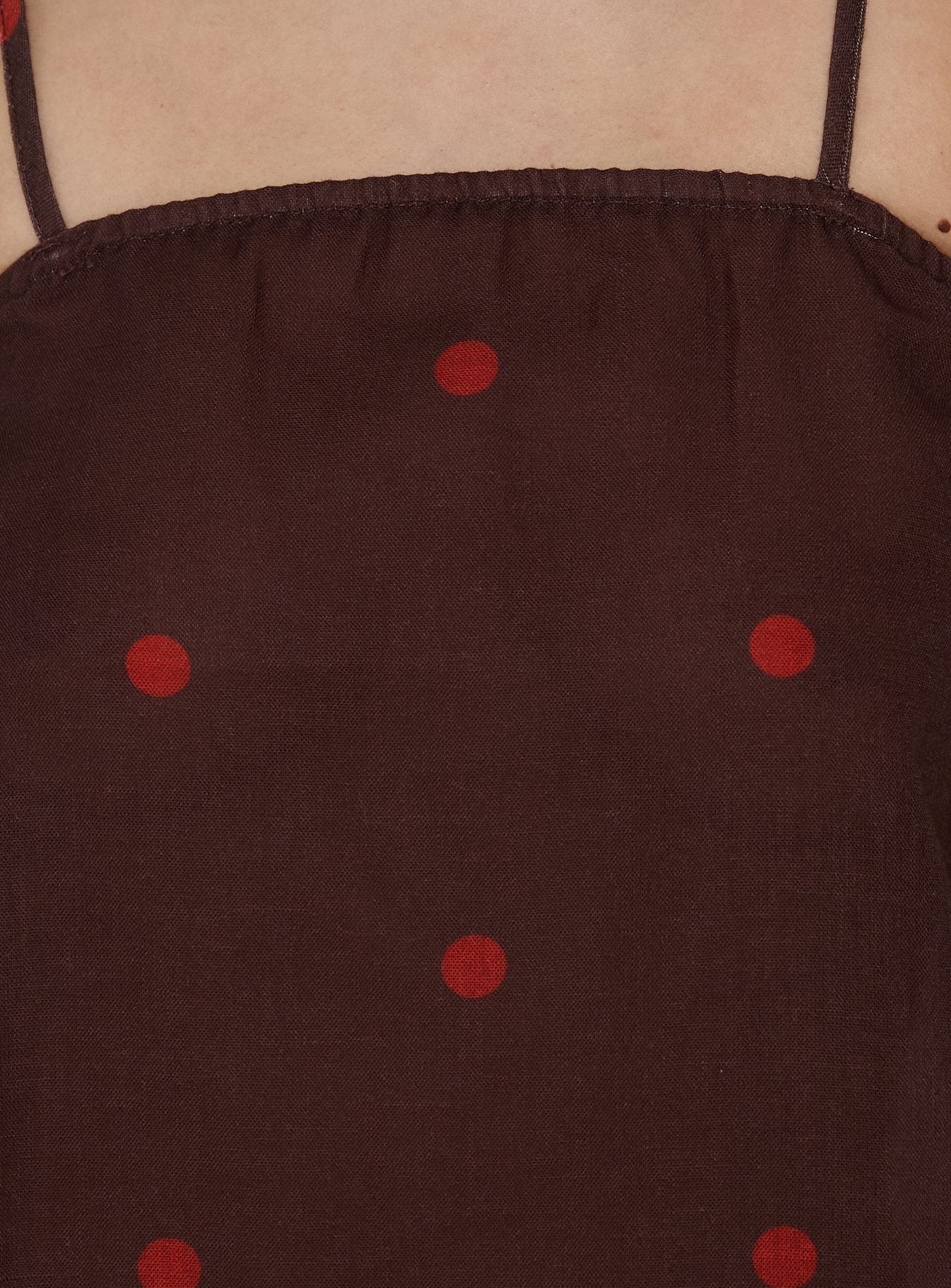 Bellara Longline Cami Top Chocolate / Red Polka Dot