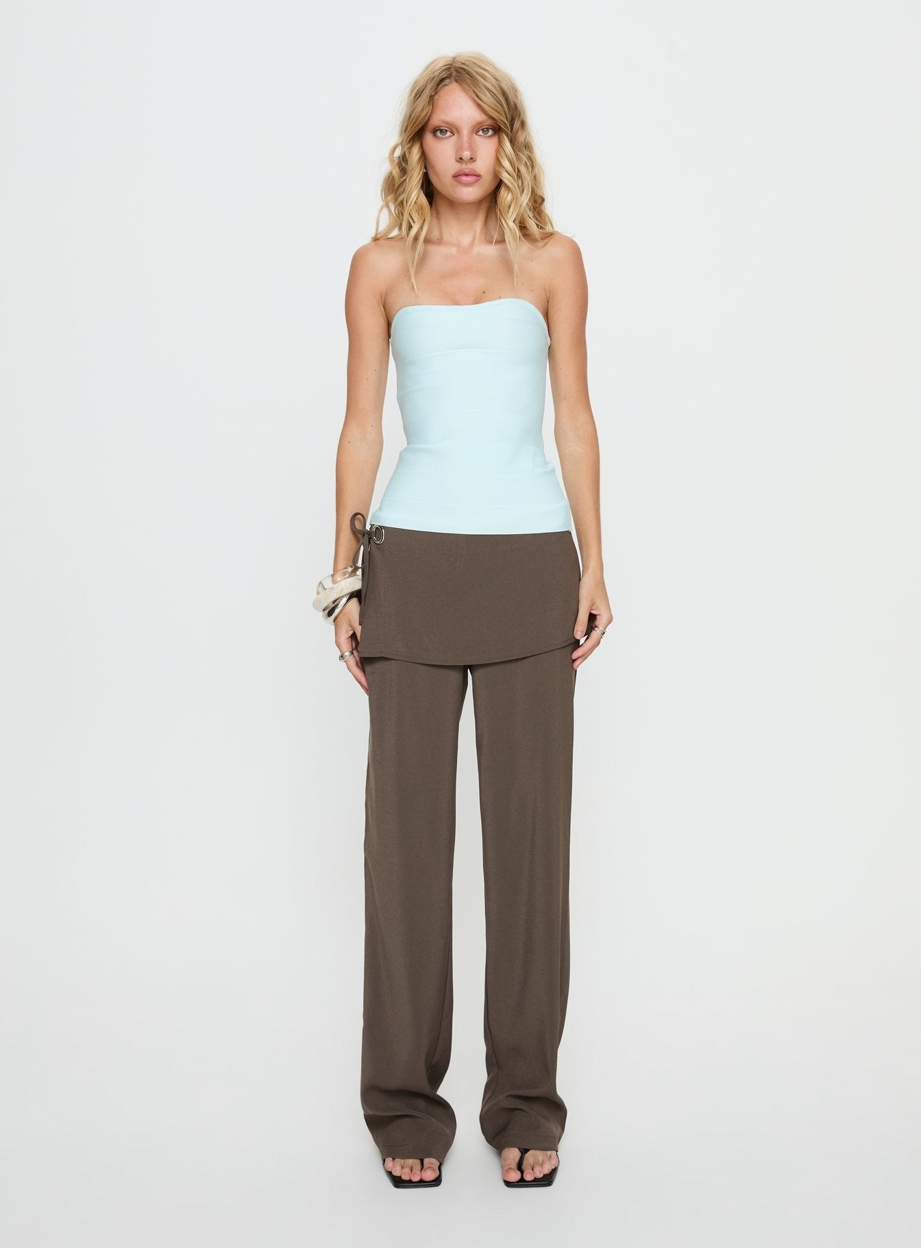 Meleana Strapless Bandage Top Ice Blue