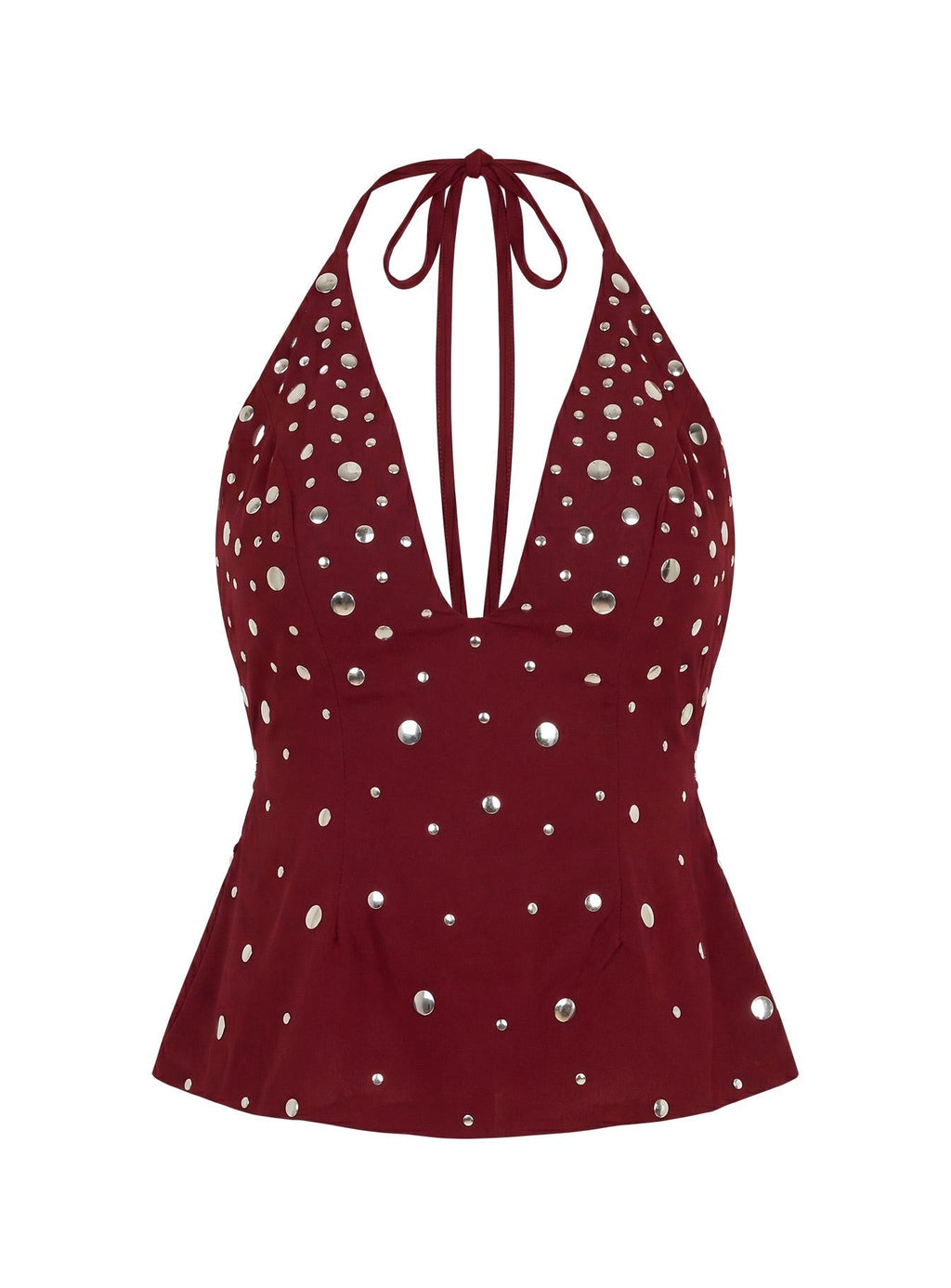 Tekapo Studded V-Neck Top Burgundy