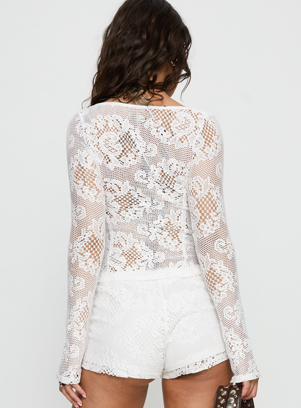 Karmoni Lace Long Sleeve Top White