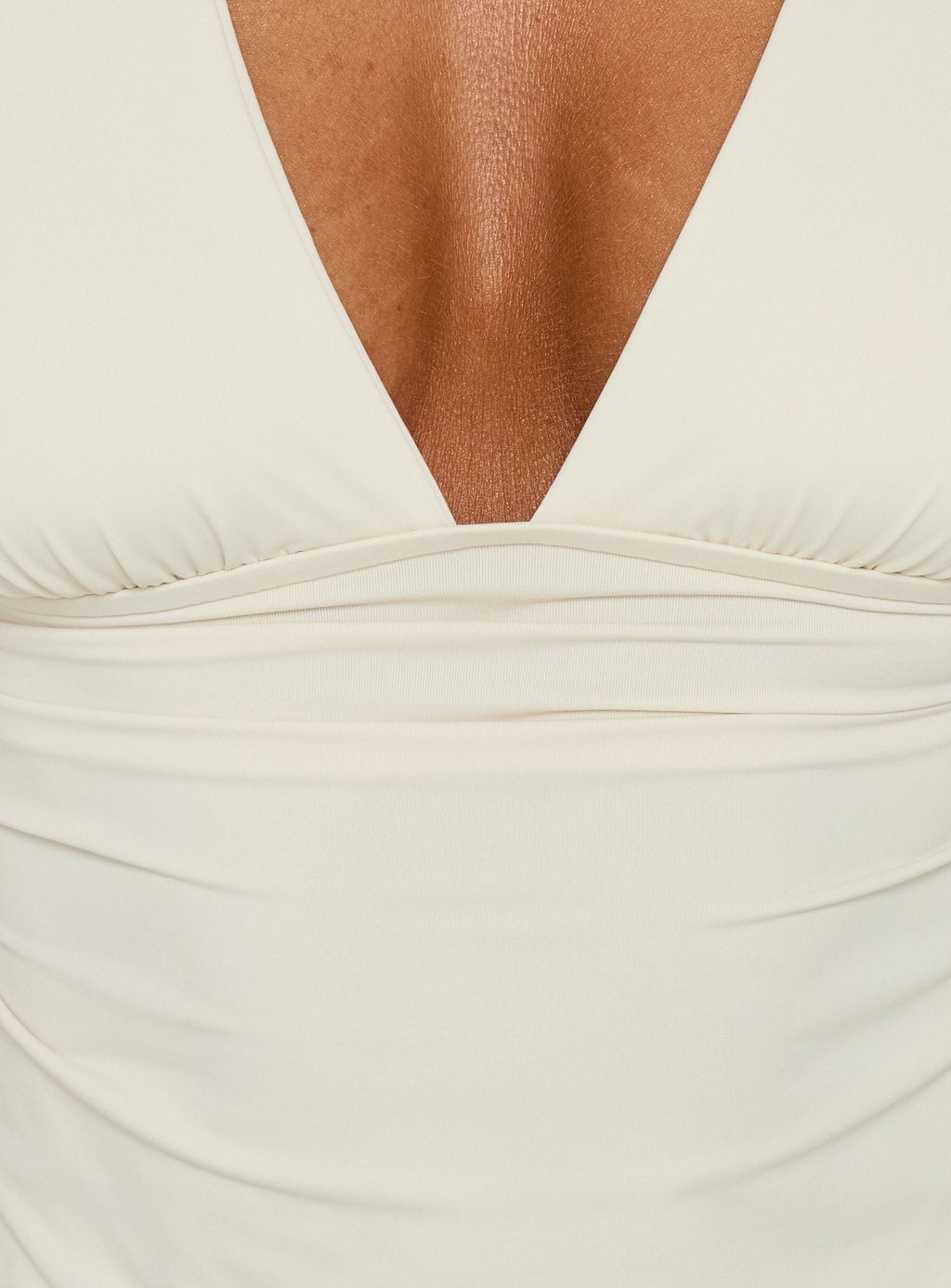 Liorah Thick Strap Plunge Neck Top Cream