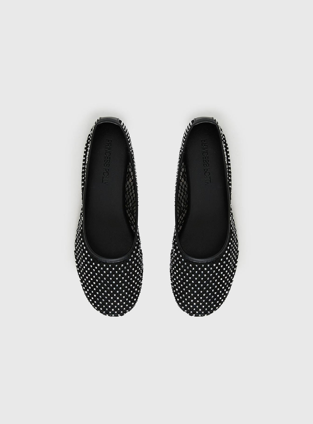 Cerelia Sheer Diamonte Ballet Flats Black