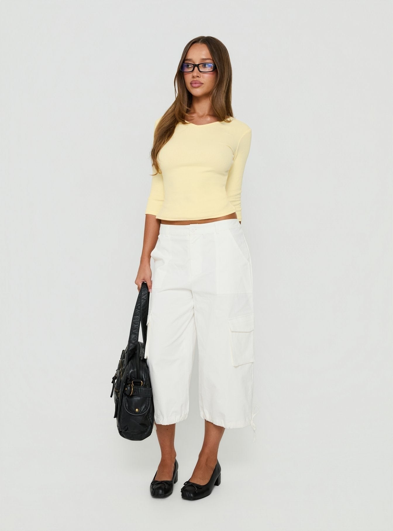 Bridgeta V Neck 3/4 Sleeve Top Lemon