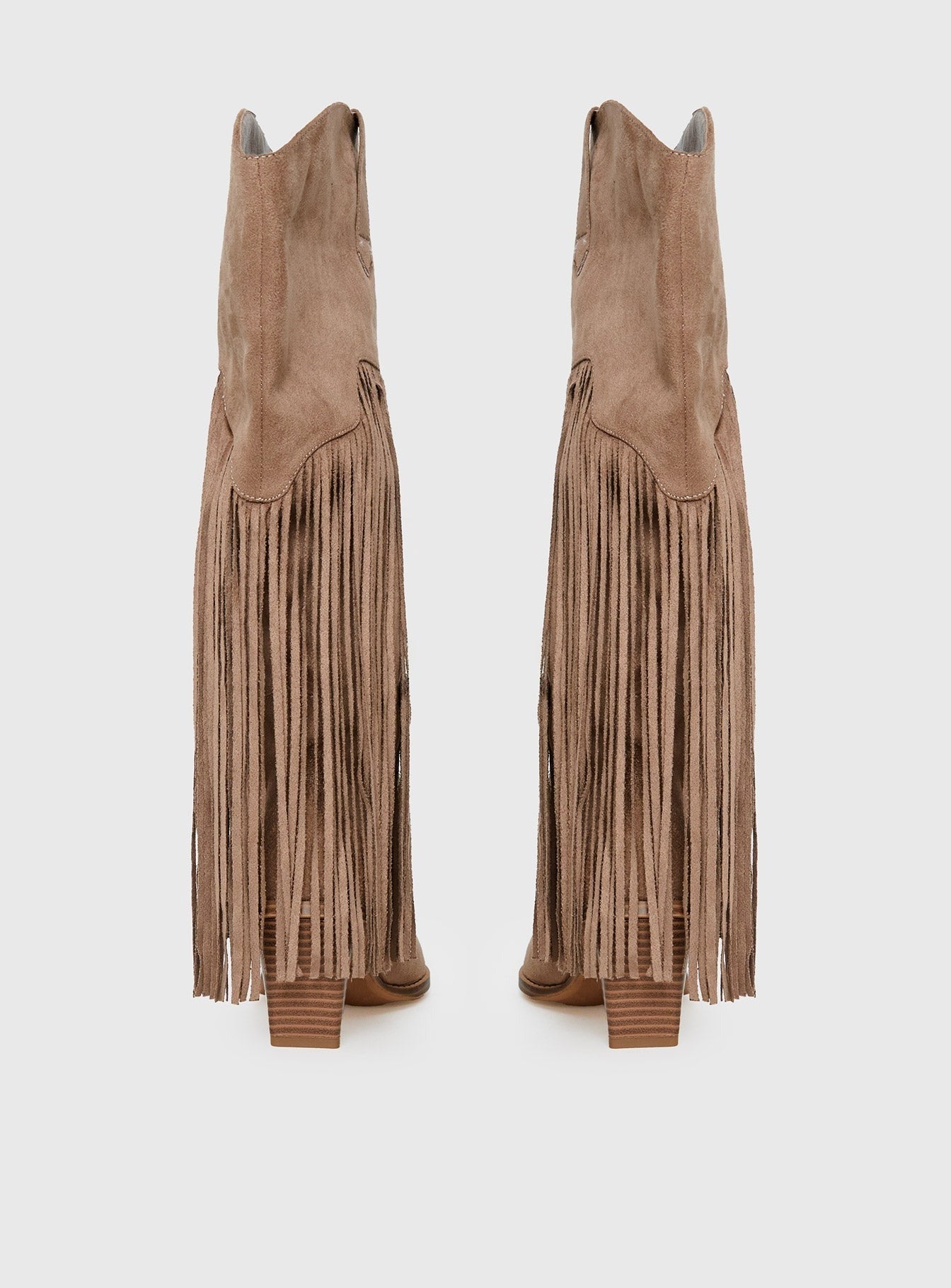 Like An Angel Faux Suede Tassel Knee High Boots Tan