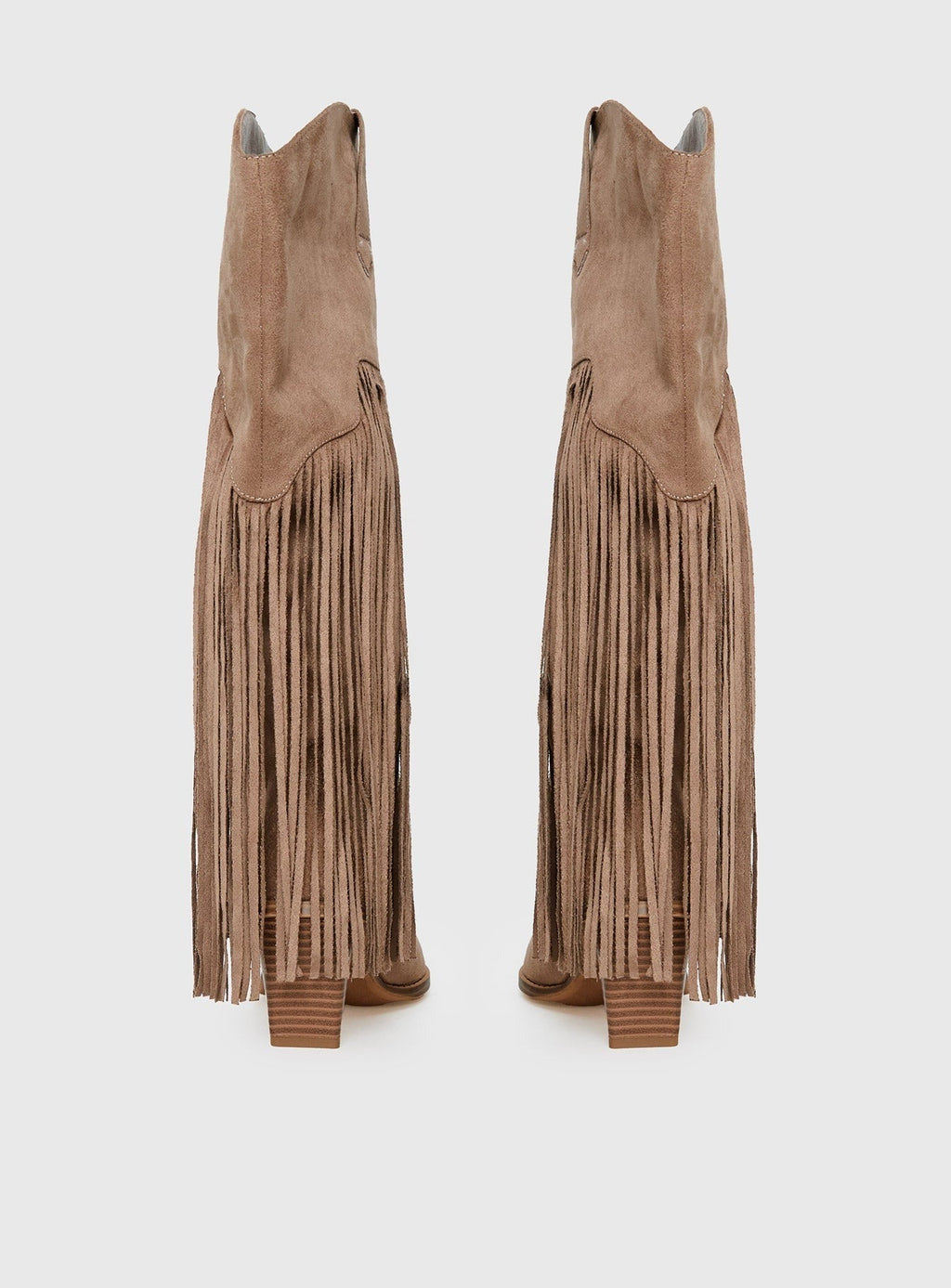 Like An Angel Faux Suede Tassel Knee High Boots Tan