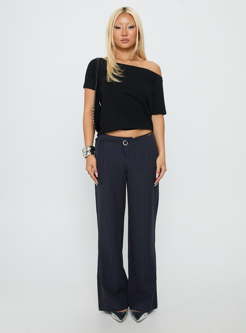 Nanami Tie Side Pant Navy Pinstripe