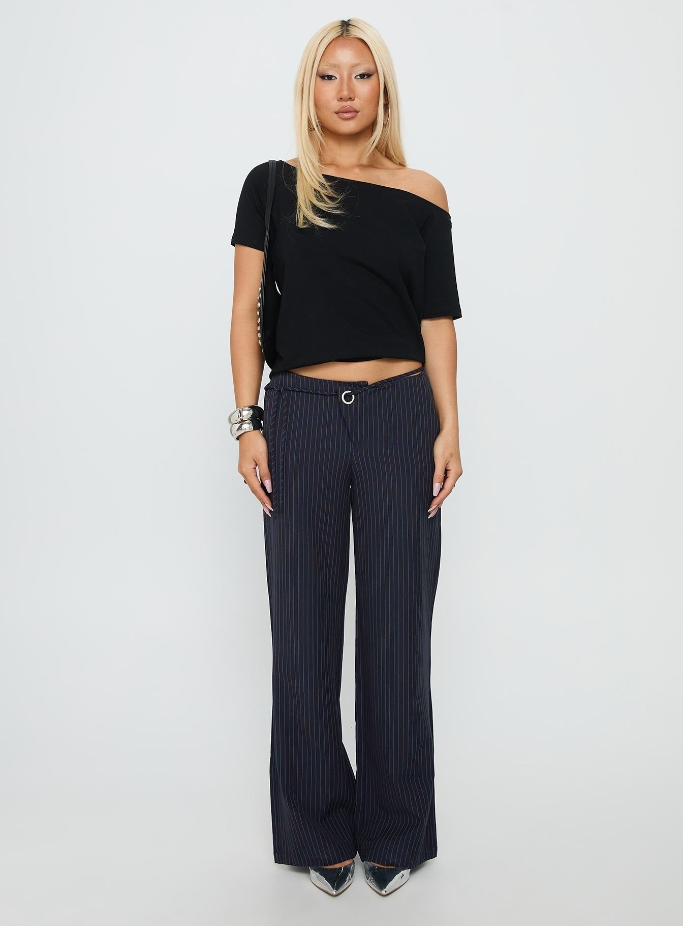 Nanami Tie Side Pant Navy Pinstripe