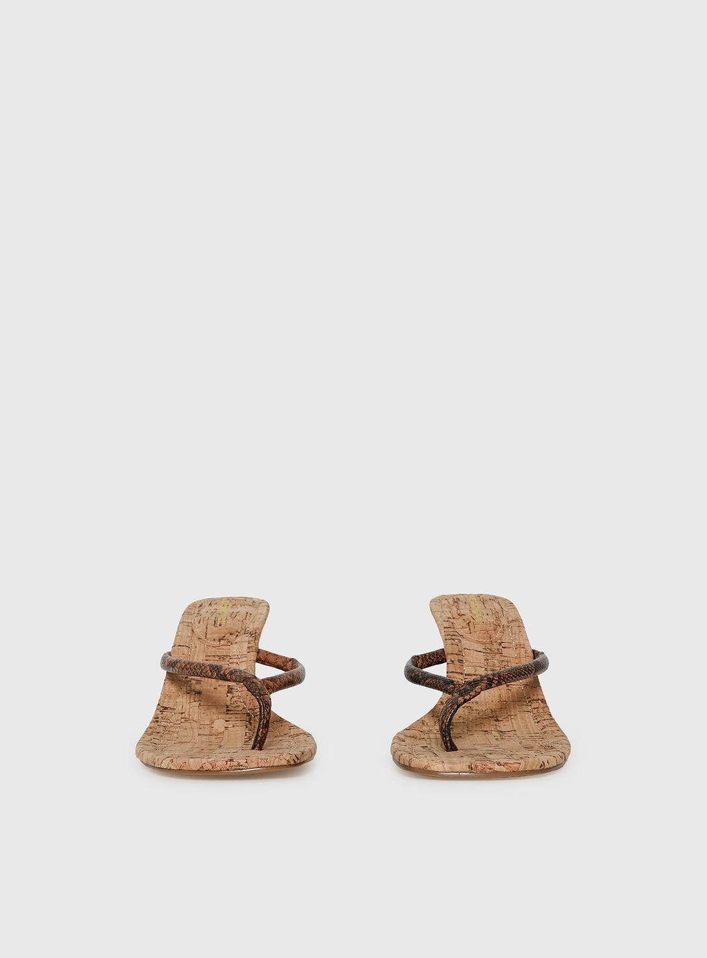 Fluke Cork Wedge Thong Heels Chocolate