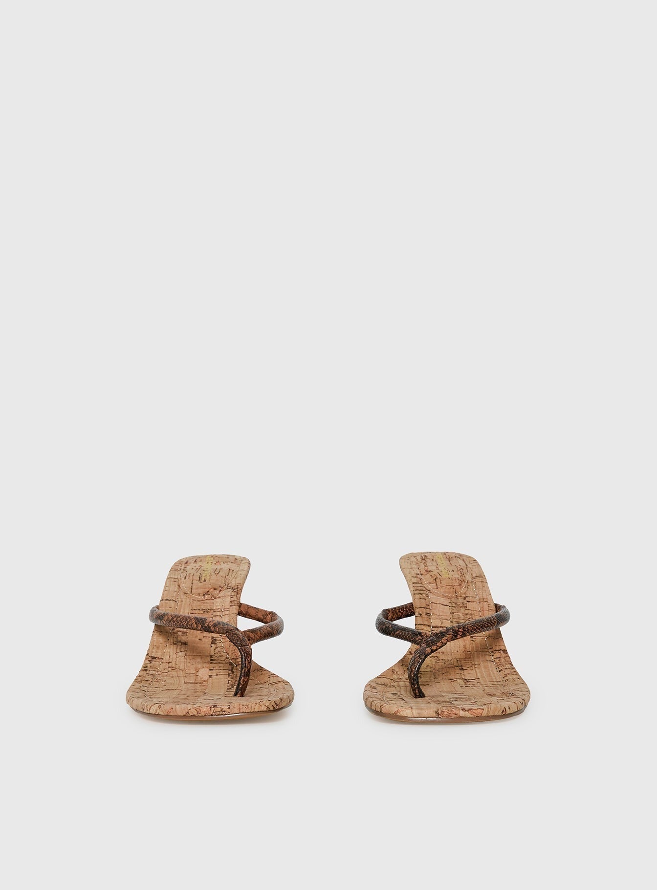 Fluke Cork Wedge Thong Heels Chocolate