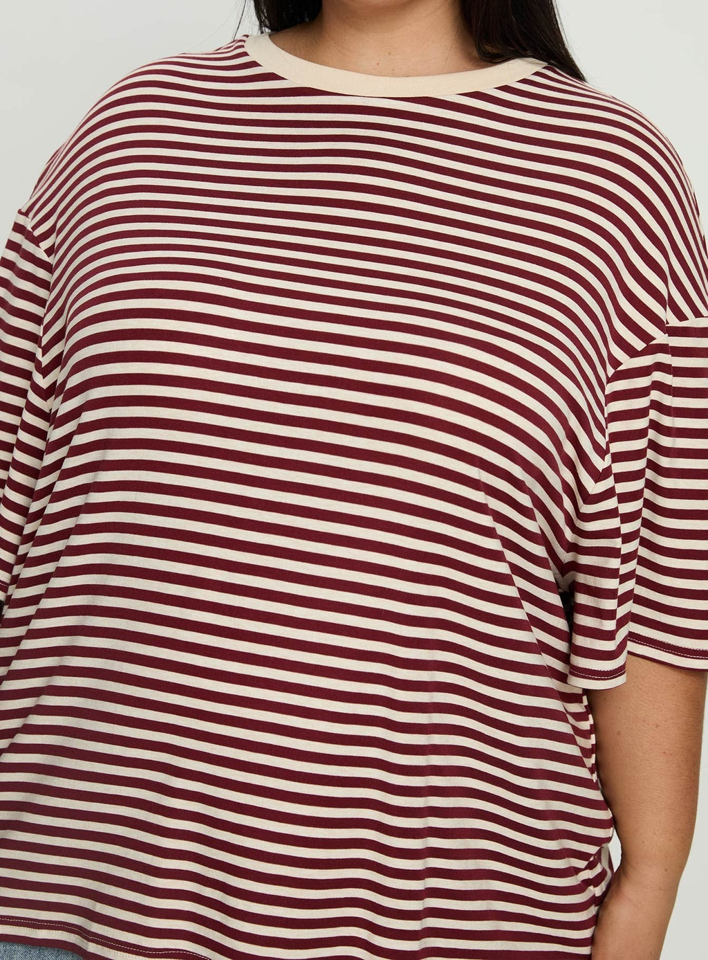 Kieryn Oversized Top Red Stripe Curve