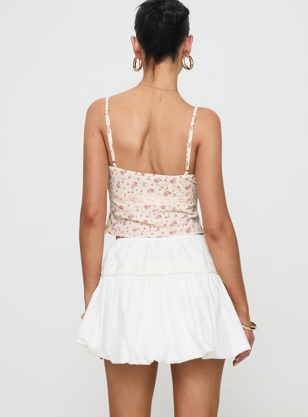 Dear London Bubble Hem Mini Skirt White