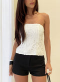 Day Glow Textured Strapless Top White