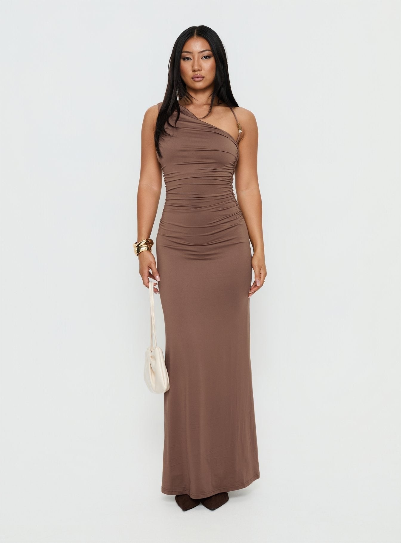 Britani One Shoulder Maxi Dress Mocha