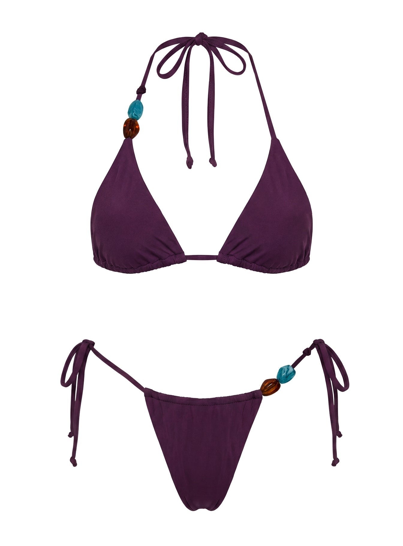 Nevaeh Beaded Triangle Bikini Top Purple