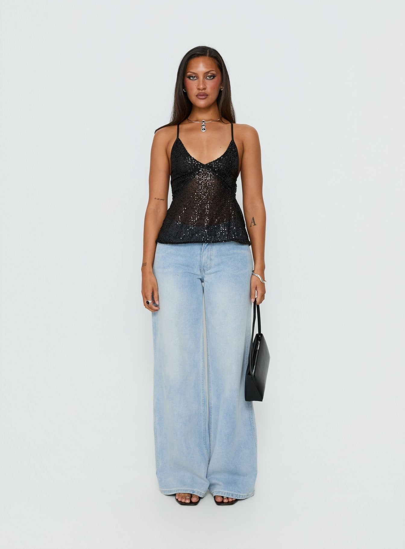 Opaline Sequin Cami Top Black