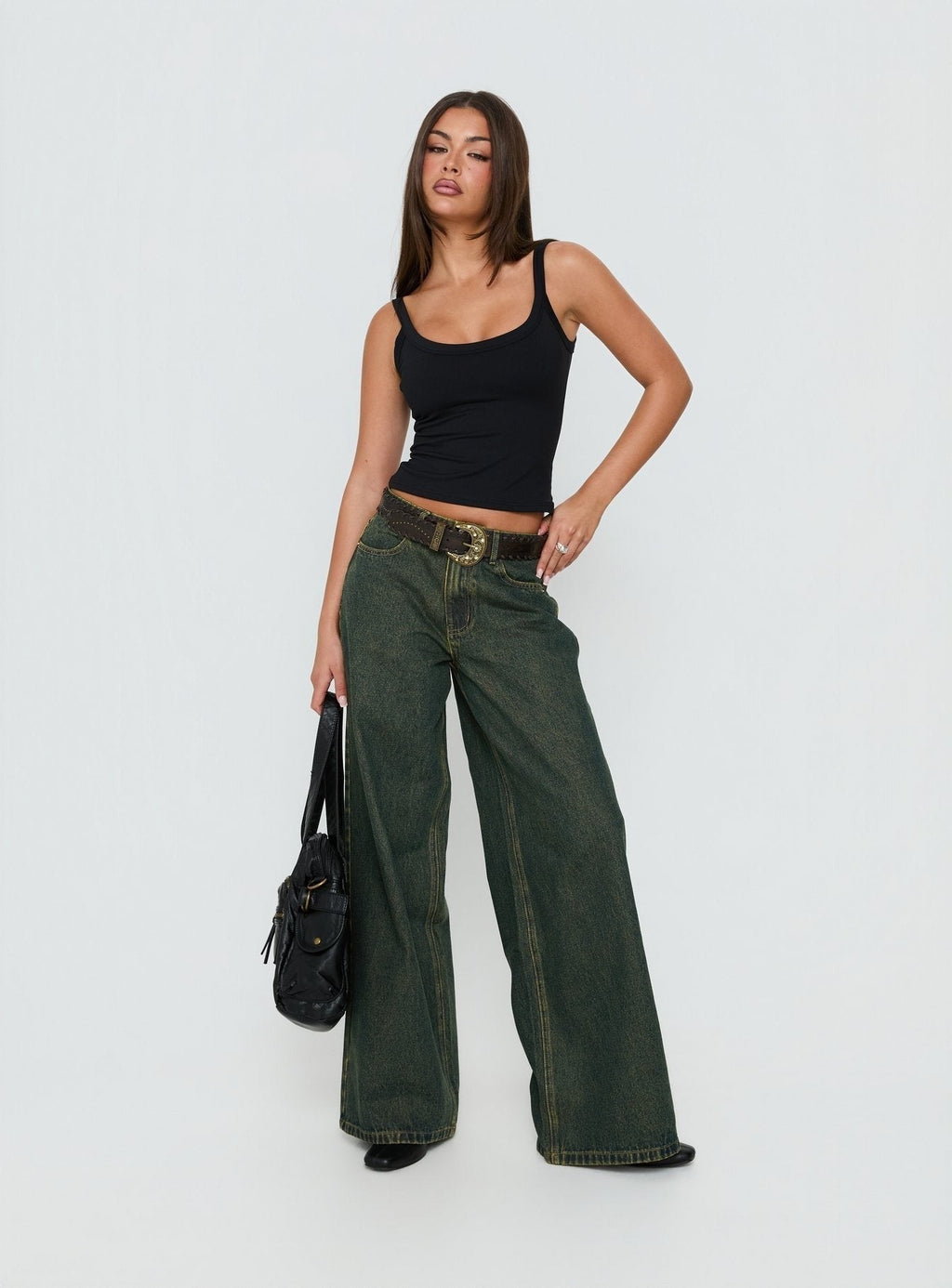 Naylor Mid Rise Wide Leg Jeans Grunge Wash