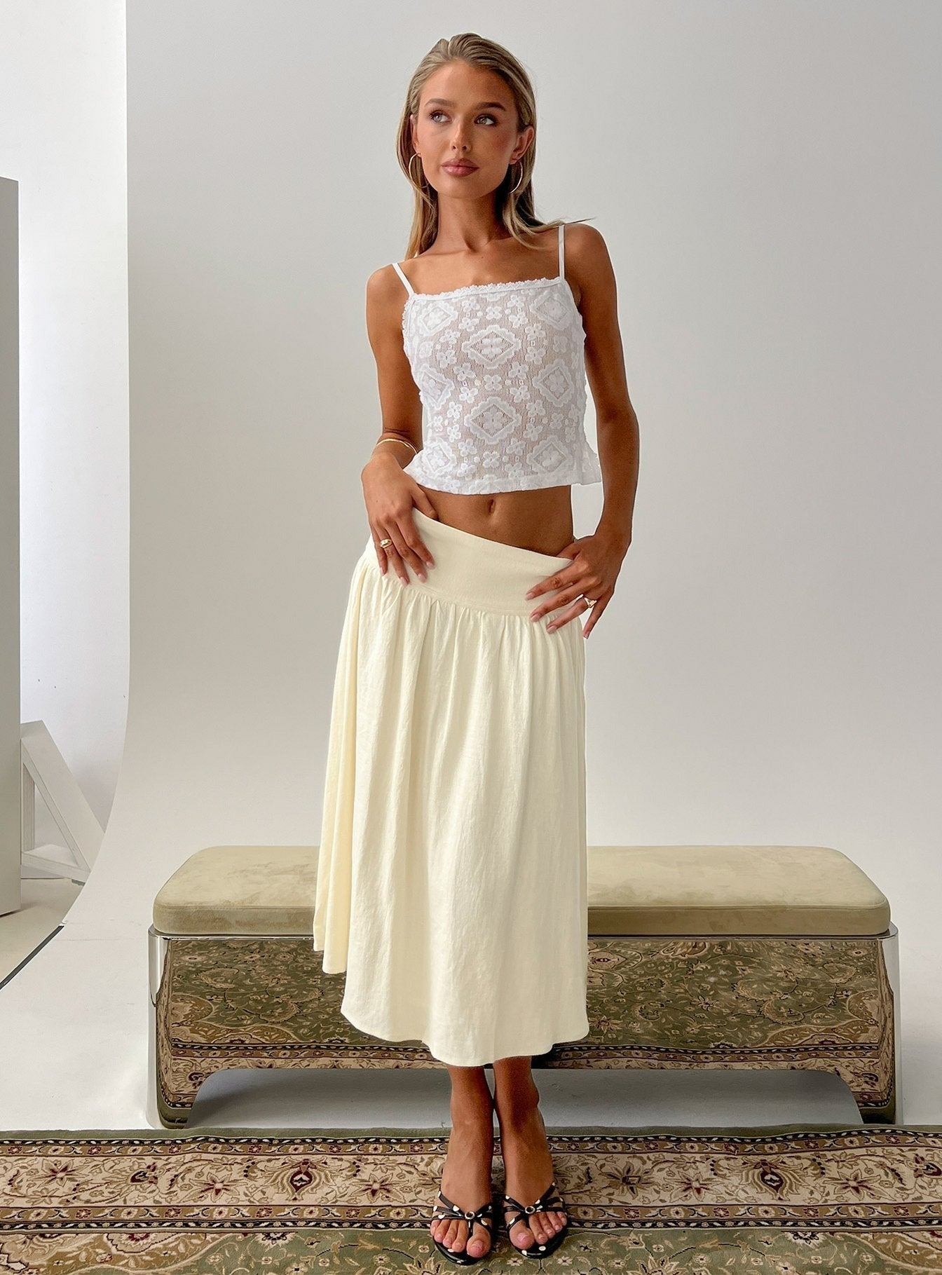 Lichen Lace Backless Top White
