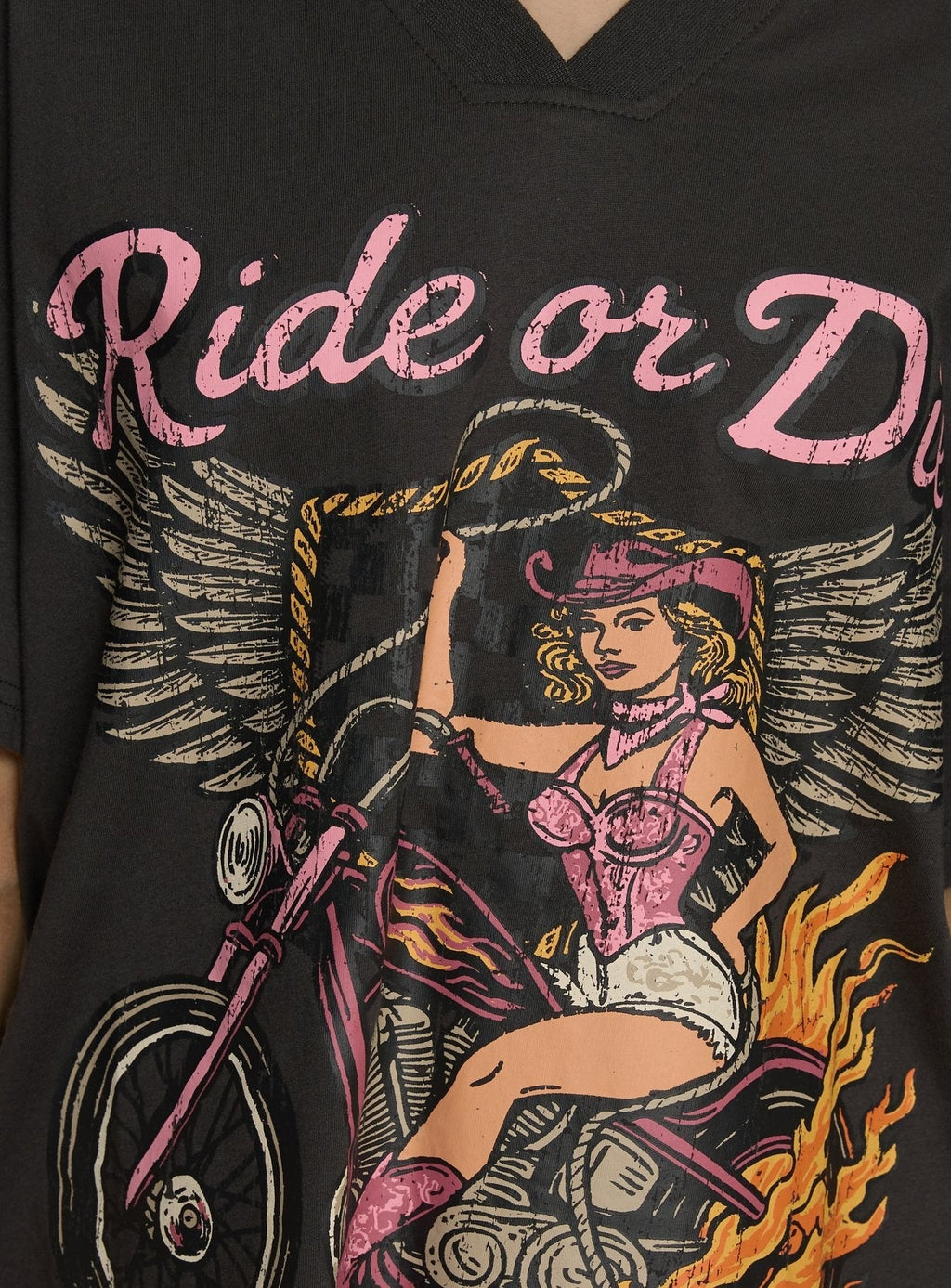 Ride or Die Daytona Oversized Graphic Tee Black