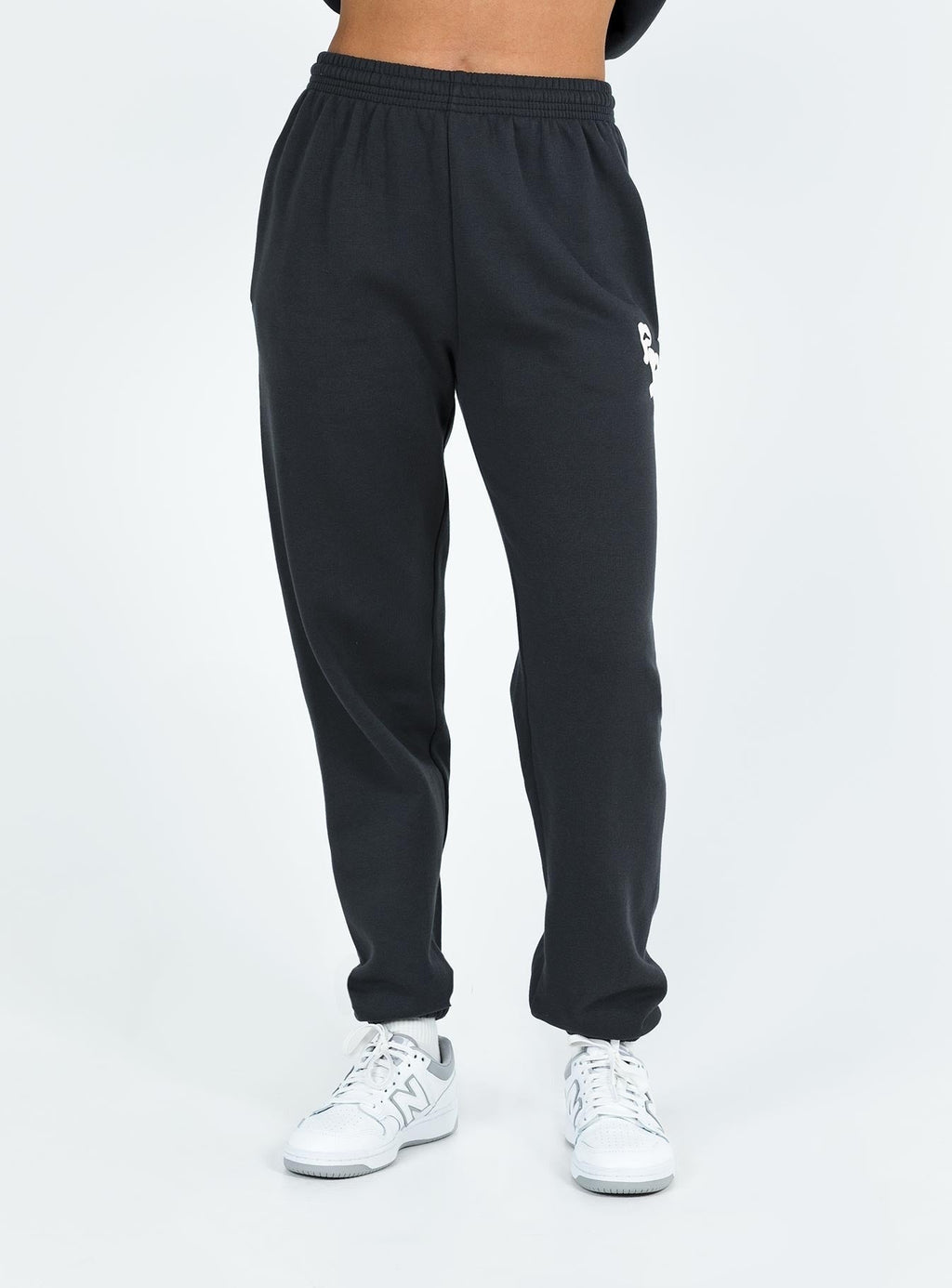 Princess Polly Track Pants Squiggle Text Black Sand / Eggshell