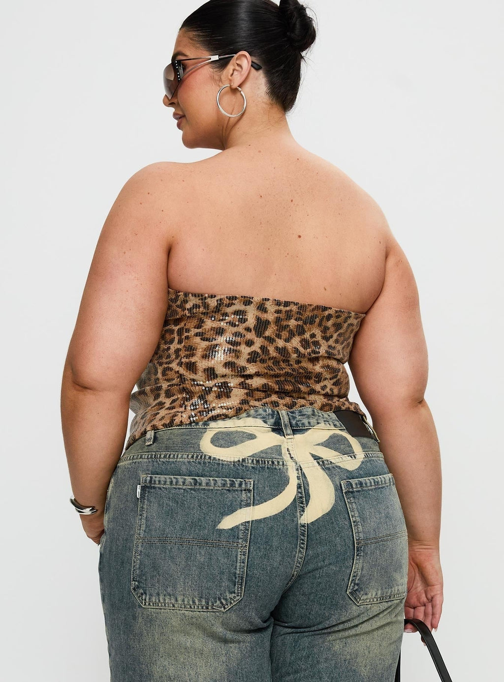 Learn To Fly Strapless Sequin Top Leopard Curve