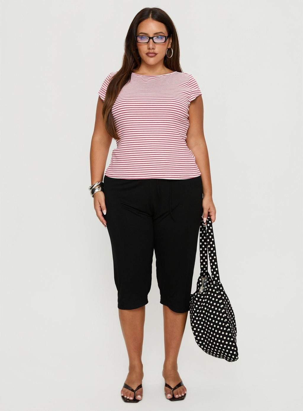 Drives Me Crazy Backless Top Red Stripe Curve