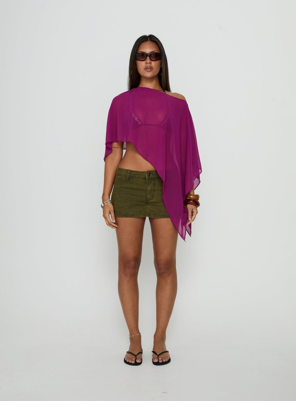 Mairelle Sheer Poncho Plum