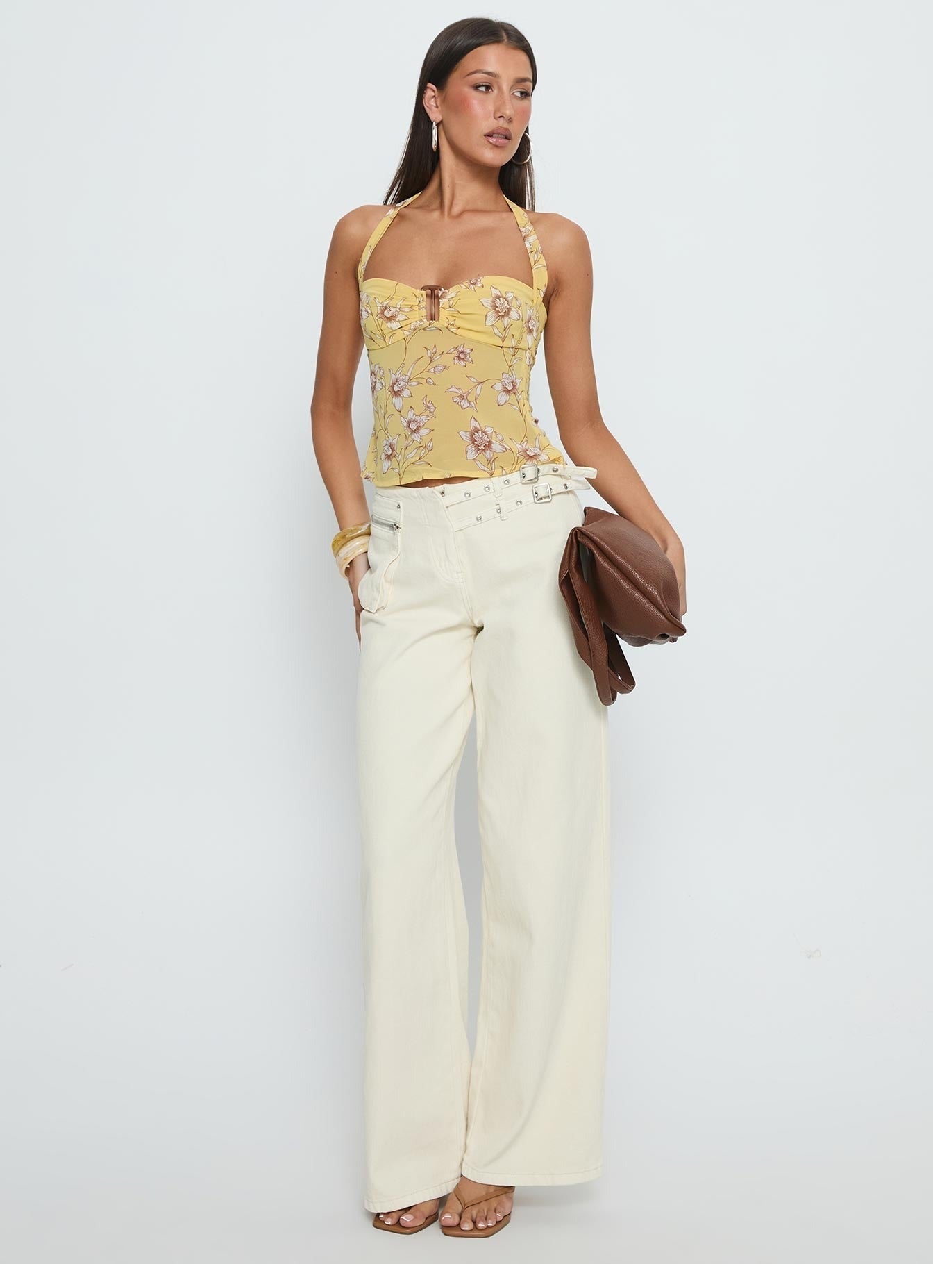 Isabetta Halter Top Yellow Floral