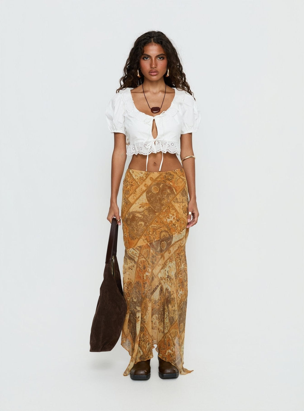 Lyanna Hanky Hem Maxi Skirt Multi