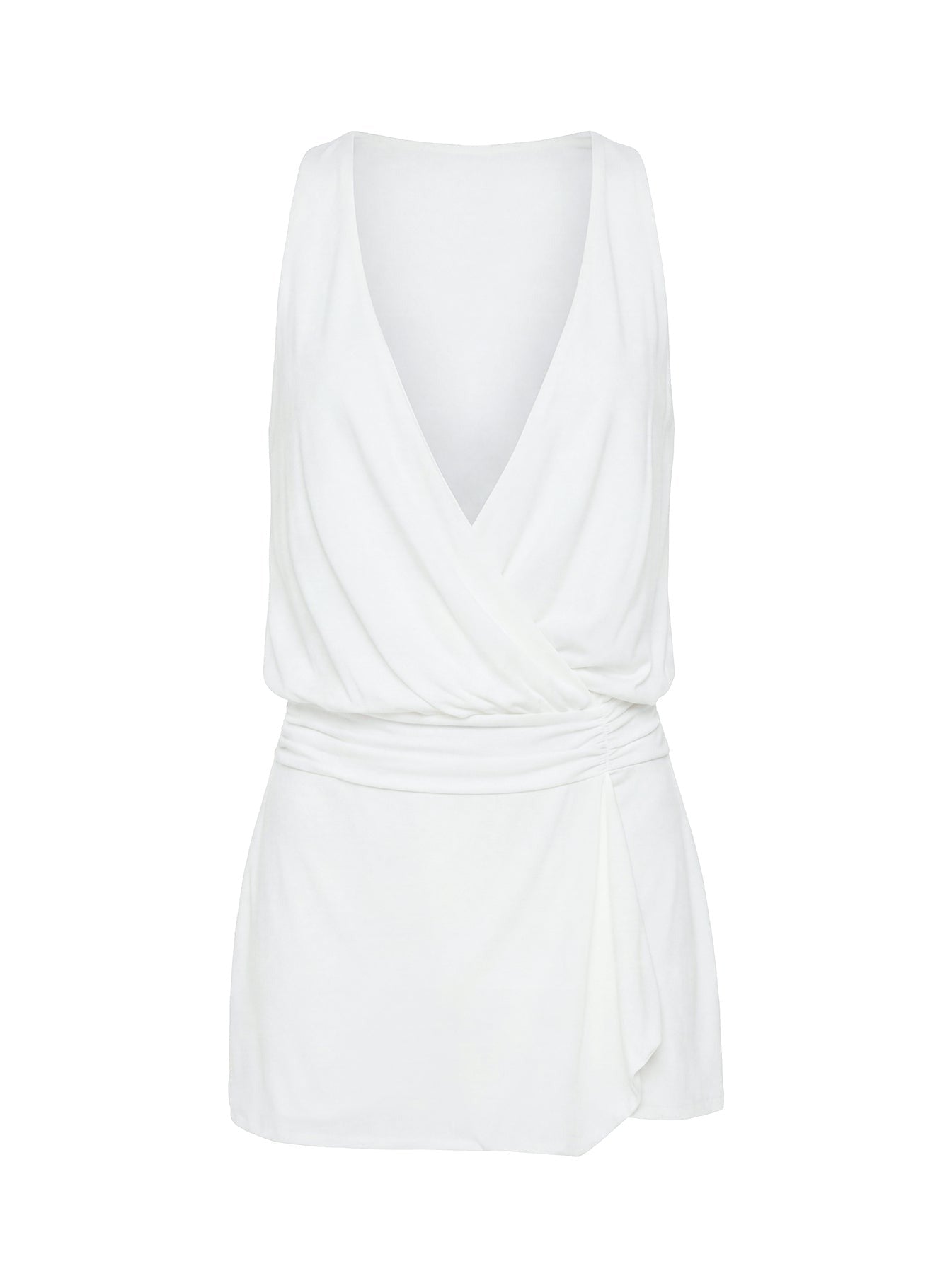 Carissima Drape Plunge Mini Dress White