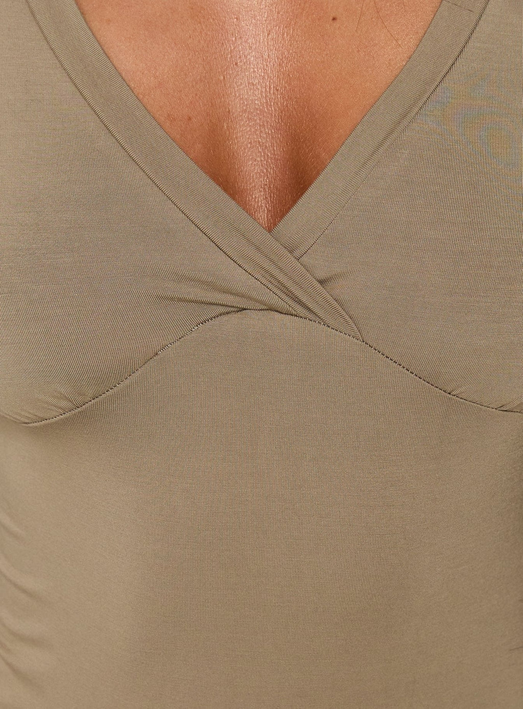Adenn 3/4 Sleeve V Neck Bodysuit Taupe