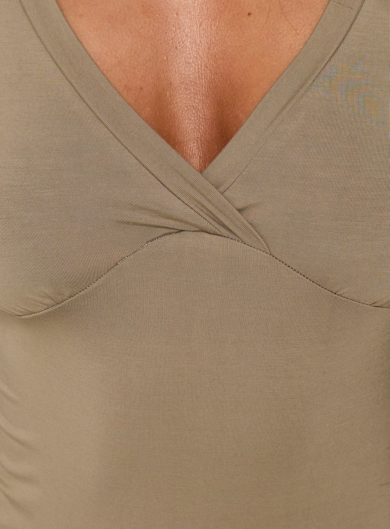 Adenn 3/4 Sleeve V Neck Bodysuit Taupe