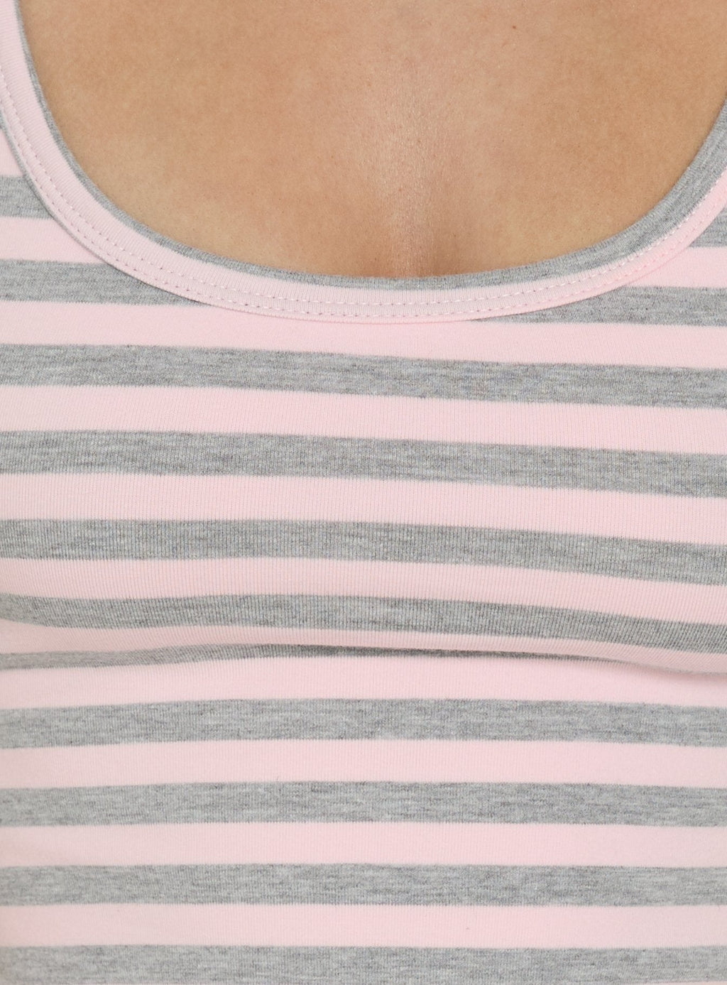 Keep It Light Low Back Tank Top Pink / Grey Stripe