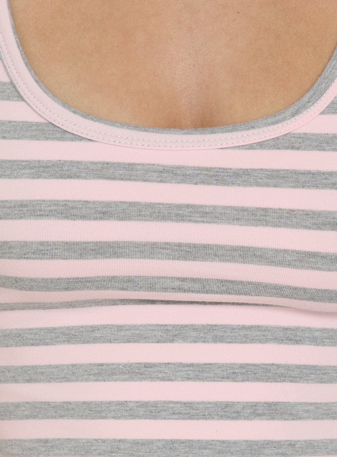 Keep It Light Low Back Tank Top Pink / Grey Stripe