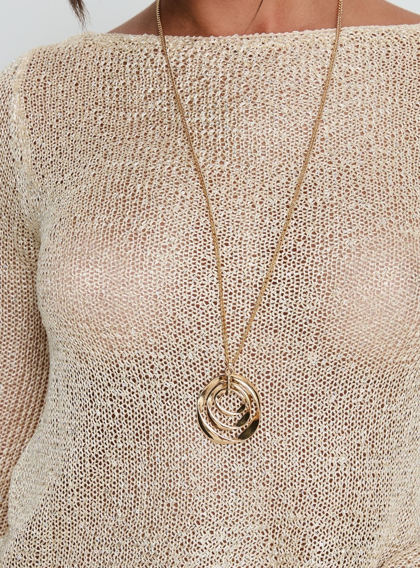 Evanne Long Sleeve Knit Top Champagne